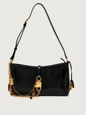 Dolce & Gabbana Skórzana torebka na ramię Lock czarny