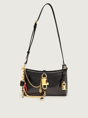 Dolce & Gabbana Skórzana torebka na ramię Lock czarny