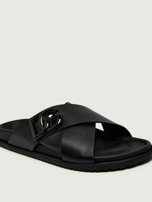 Dolce & Gabbana Skórzane klapki czarny