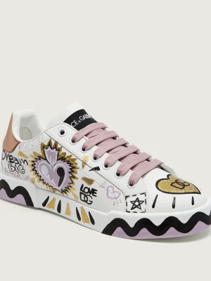 Dolce & Gabbana Skórzane sneakersy Bassa biały