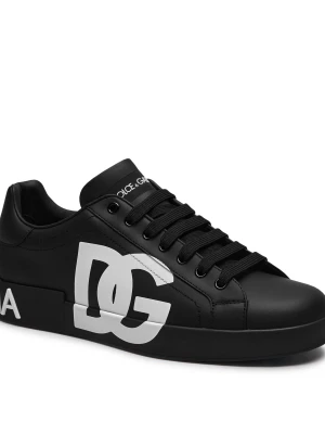 Dolce & Gabbana Skórzane sneakersy Bassa Vit czarny