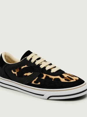 Dolce & Gabbana Skórzane sneakersy PONY | zamsz czarny