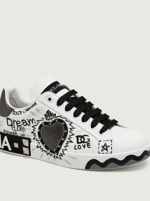Dolce & Gabbana Skórzane sneakersy Portofino biały