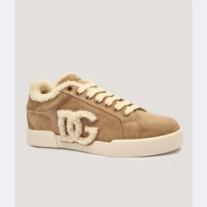 Dolce & Gabbana Skórzane sneakersy | shearling