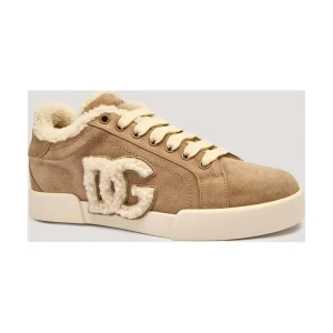 Dolce & Gabbana Skórzane sneakersy | shearling