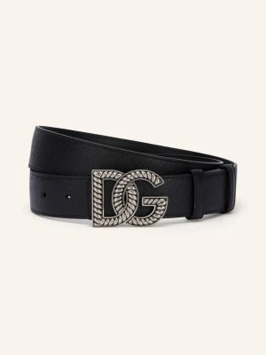 Dolce & Gabbana Skórzany Pasek schwarz CZARNY