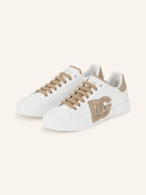 Dolce & Gabbana Sneakersy Portofino Light Strobel Z Ozdobnymi Kamykami weiss