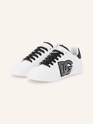 Dolce & Gabbana Sneakersy Portofino Light Strobel Z Ozdobnymi Kamykami weiss