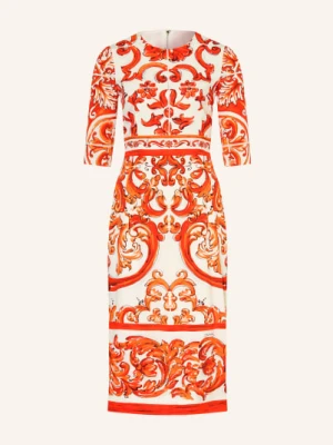 Dolce & Gabbana Sukienka Z Jedwabiu Z Rękawami 3/4 orange