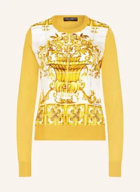 Dolce & Gabbana Sweter Z Mieszanki Materiałów gelb