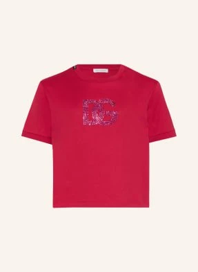 Dolce & Gabbana T-Shirt Z Obszyciem Ozdobnymi Kamykami pink