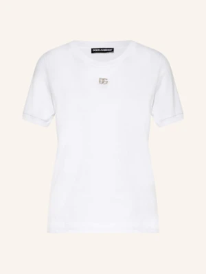 Dolce & Gabbana T-Shirt Z Obszyciem Ozdobnymi Kamykami weiss