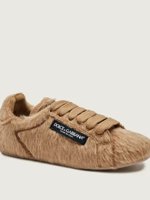 Dolce & Gabbana Wełniane sneakersy Portofino Soft | z dodatkiem skóry | shearling beżowy