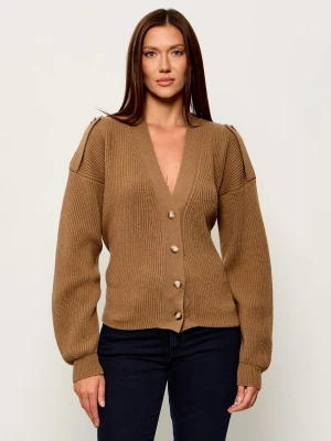 DONDUP - made in Italy Wełniany kardigan | Regular Fit brązowy