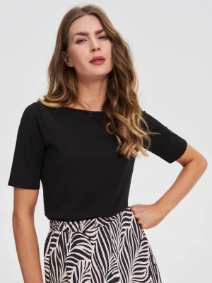 Dopasowana bluzka z krótkimi rękawami czarna Moodo