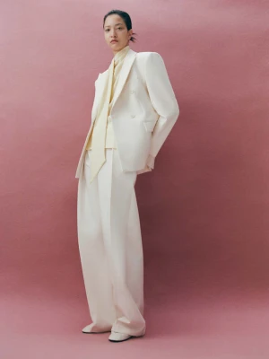 Dopasowana dwurzędowa marynarka kremowy / écru - Kobieta - - MANGO