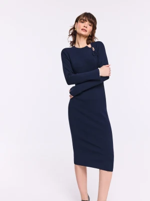 Dopasowana granatowa sukienka midi TARANKO
