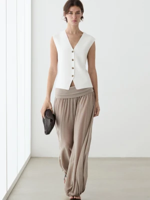 Dopasowana Kamizelka Dzianinowa - Biały - Massimo Dutti - Female