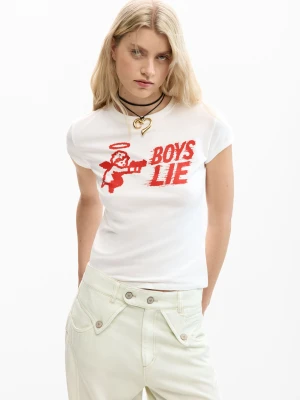 Dopasowana koszulka Boys Lie Desigual biały
