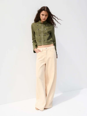 Dopasowana marynarka ze stójką khaki - Kobieta - - MANGO