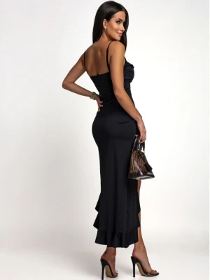 Dopasowana maxi sukienka falbanami ARIYA - czarna  magmac 