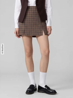 Dopasowana spódnica mini z dodatkiem wiskozy model 'VIOLETTA' Only Średniobrązowy
