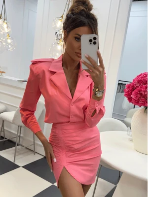 Dopasowana spódnica mini z marszczeniem EVERLY - koralowa  magmac 