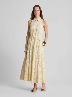 Dopasowana sukienka casualowa z czystej bawełny Lauren Ralph Lauren Piaskowy