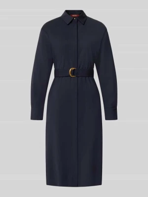 Dopasowana sukienka casualowa z czystej żywej wełny model 'PAGELLA' Max Mara Granatowy