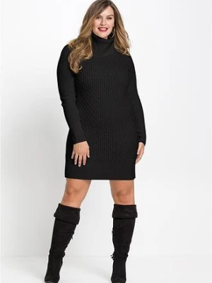 Dopasowana sukienka dzianinowa z golfem bonprix