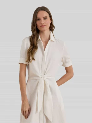 Dopasowana sukienka koszulowa z czystego lnu Lauren Ralph Lauren