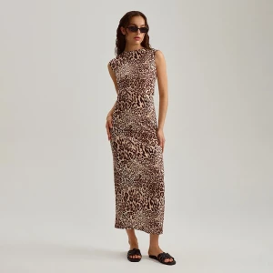 Dopasowana sukienka maxi w panterkę House