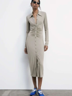 Dopasowana sukienka midi z drapowaniem PATRIZIA PEPE