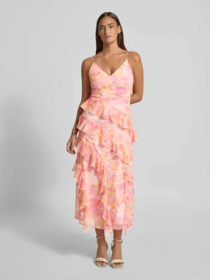 Dopasowana sukienka midi z falbanami model 'SMILLA' Vero Moda