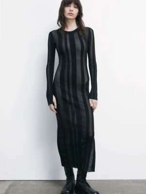 Dopasowana sukienka midi z przezroczystej dzianiny PATRIZIA PEPE