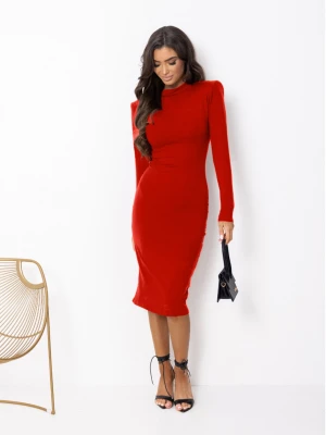 Dopasowana sukienka midi z wiskozy AFFI - czerwona  magmac 
