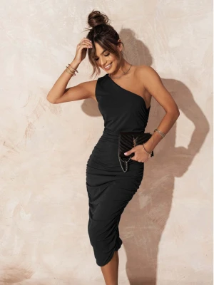 Dopasowana sukienka na jedno ramię DAYA - czarna  magmac 