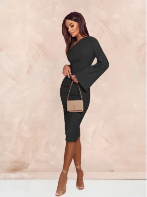 Dopasowana sukienka na jedno ramię EZALI - czarna  magmac 