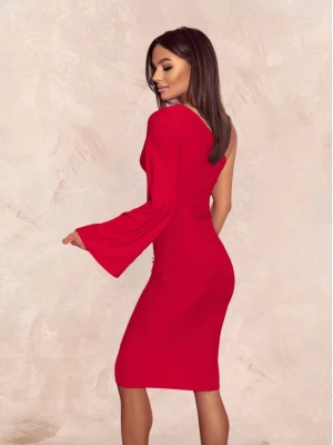 Dopasowana sukienka na jedno ramię EZALI - czerwona  magmac 