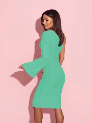 Dopasowana sukienka na jedno ramię EZALI - miętowa  magmac 