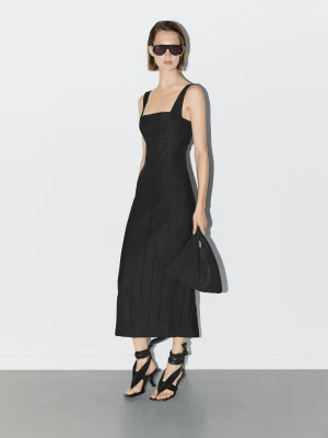 Dopasowana Sukienka Średniej Długości − Studio - Czarny - - Massimo Dutti - Kobieta