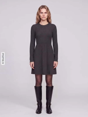 Dopasowana sukienka z dzianiny z mieszanki wiskozy model 'FIA' Only Antracytowy melanż