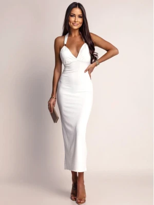 Dopasowana sukienka z odkrytymi plecami KALEO - biała  magmac 