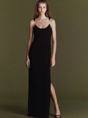 Dopasowana sukienka z przezroczystymi ramiączkami czarny - Kobieta - - MANGO