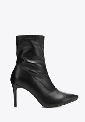 Dopasowane damskie botki na szpilce czarne Wittchen