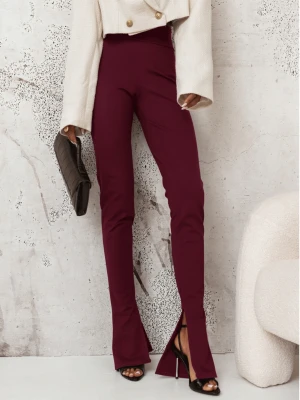 Dopasowane legginsy z pęknięciem na nogawce MELE - bordowe  magmac 