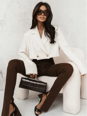 Dopasowane legginsy z pęknięciem na nogawce MELE - czekoladowe  magmac 