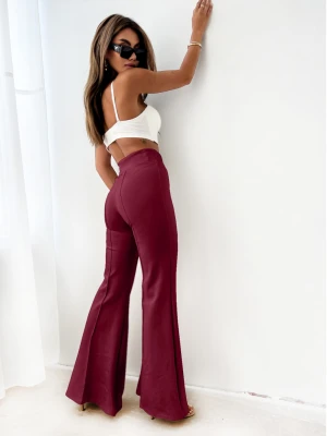 Dopasowane spodnie dzwony modelujące MERRY - bordowe  magmac 