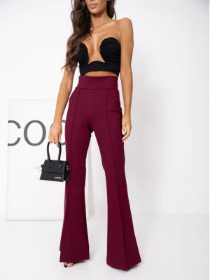 Dopasowane spodnie dzwony modelujące MERRY - bordowe  magmac 