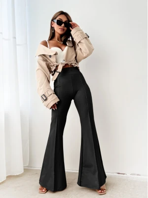 Dopasowane spodnie dzwony modelujące MERRY - czarne  magmac 